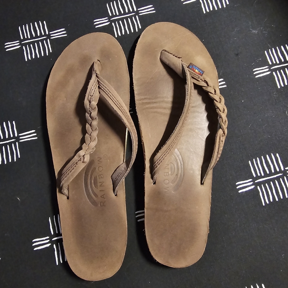 Rainbow Braided Strap Flip Flops